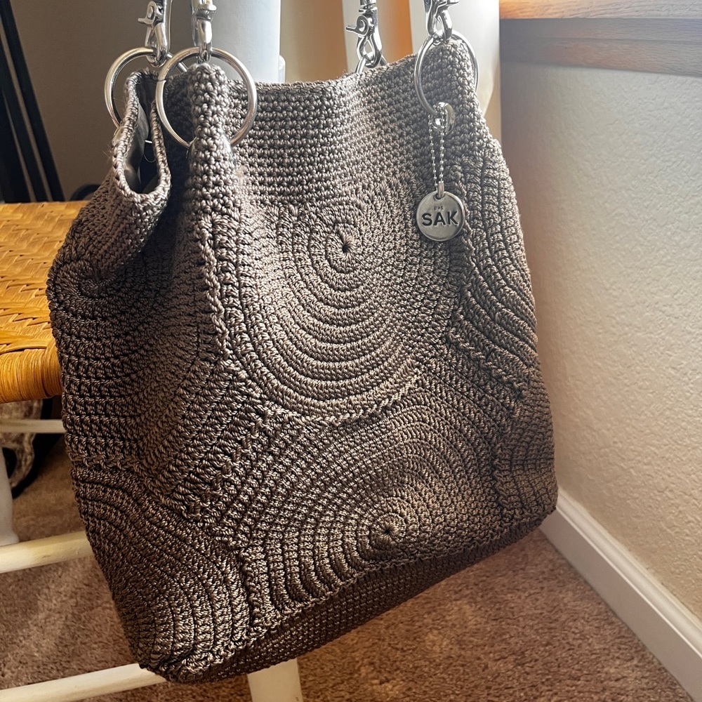 Vintage 90s The Sak crocheted shoulder bag